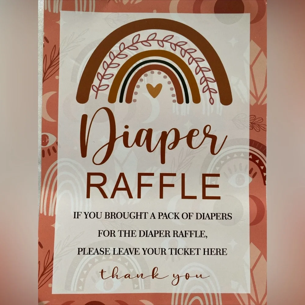 Baby Shower Diaper Raffle Sign And Card 50 Cards